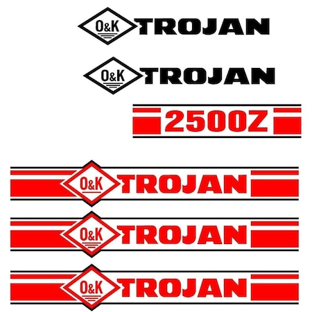 Aftermarket Trojan Wheel Loader 2500Z Black And Red Decal Set with O And K Decals TRO2500Z-2DECALSET